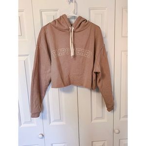 Dusty pink “empowered” crop sweater, Forever 21